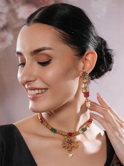 Jazz and Sizzle - Multi-Color Brass Necklace With Earrings