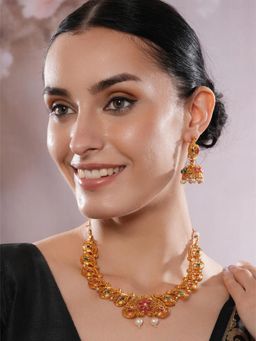 Jazz and Sizzle - Multi-Color Brass Necklace With Earrings