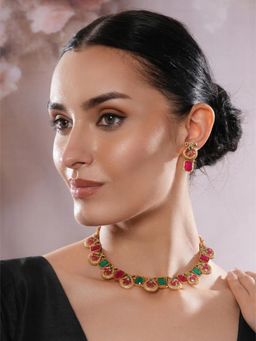 Jazz and Sizzle - Multi-Color Brass Necklace With Earrings