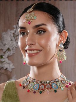Jazz and Sizzle - Multi-Color Brass Necklace With Earrings