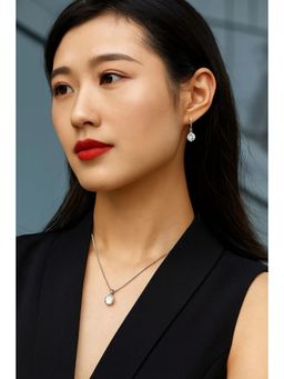 Jazz and Sizzle - White Brass White Stones Necklace With Earrings