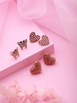 Jazz and Sizzle - Rose Gold Brass Statement Earrings (Pack of 3)