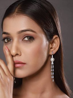 Jazz and Sizzle - White Brass Pearl Earrings