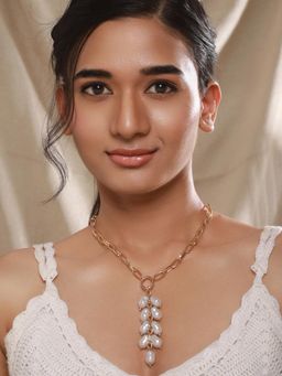 Jazz and Sizzle - White Brass Pearl Necklace