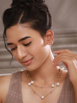 Jazz and Sizzle - White Brass Pearl Necklace