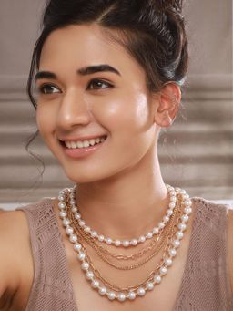 Jazz and Sizzle - White Brass Pearl Necklace