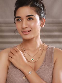 Jazz and Sizzle - Gold Brass Statement Necklace With Bracelet