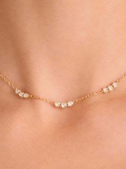 ZAISHA - White Stainless Steel White Stones Necklace