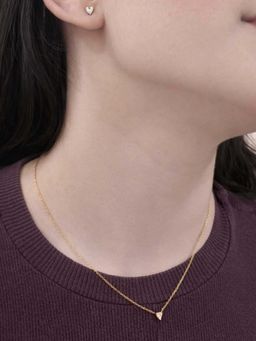 ZAISHA - Gold Stainless Steel White Stones Necklace With Earrings