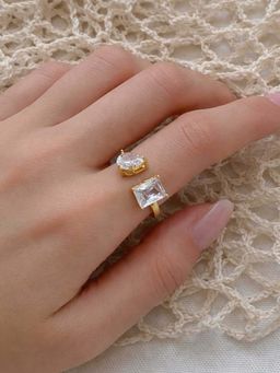 ZAISHA - White Stainless Steel White Stones Ring