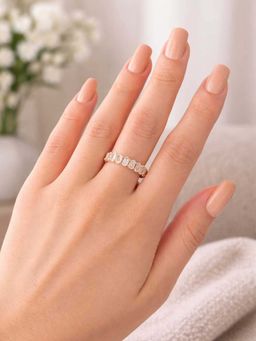 ZAISHA - Gold Stainless Steel White Stones Ring