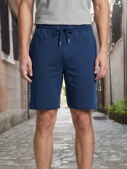 Nobero - Men Zip Pocket Regular Fit Solid Navy Blue Shorts