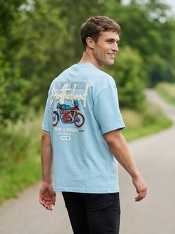 Nobero - Aqua Men's Premium Oversized Graphic Printed T-Shirt