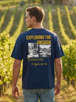 Nobero - Navy Blue Men's Premium Oversized Graphic Printed T-Shirt