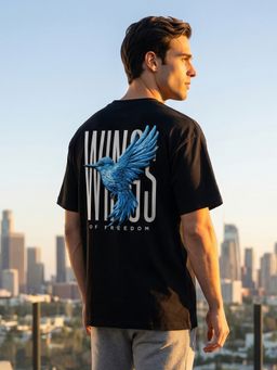 Nobero - Black Men's Premium Oversized Graphic Printed T-Shirt