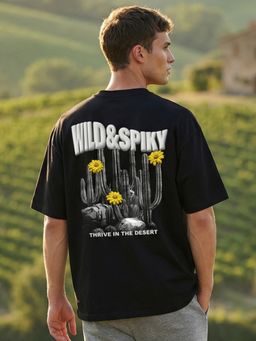 Nobero - Black Men's Premium Oversized Graphic Printed T-Shirt