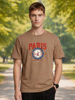 Nobero - Brown Men's Premium Graphic Printed Regular T-Shirt