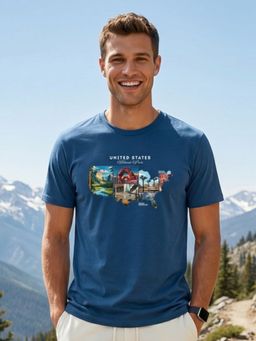 Nobero - Navy Blue Men's Premium Graphic Printed Regular T-Shirt