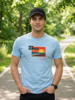 Nobero - Aqua Regular Fit Graphic Printed T-Shirt for Men