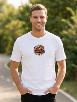 Nobero - White Regular Fit Graphic Printed T-Shirt for Men
