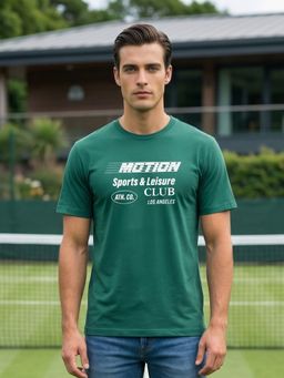 Nobero - Teal Regular Fit Typography Printed T-Shirt for Men