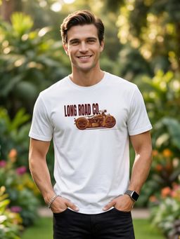 Nobero - White Regular Fit Graphic Printed T-Shirt for Men