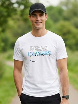 Nobero - White Regular Fit Typography Printed T-Shirt for Men