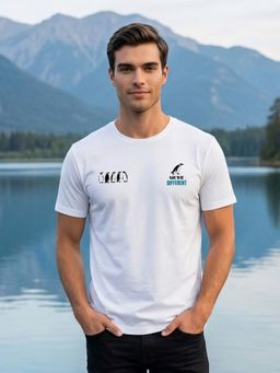 Nobero - White Regular Fit Graphic Printed T-Shirt for Men