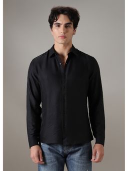 Banana Club - Black Plain Crushed Satin Shirt