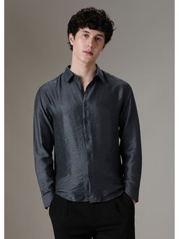 Banana Club - Grey Plain Crushed Satin Shirt