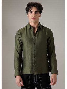 Banana Club - Green Plain Crushed Satin Shirt