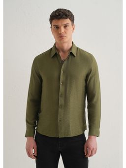Banana Club - Olive Plain Crushed Satin Shirt