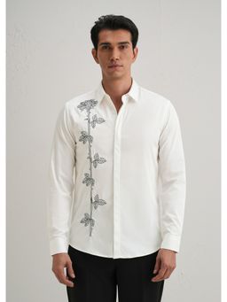 Banana Club - Rose Needle Work White Shirt