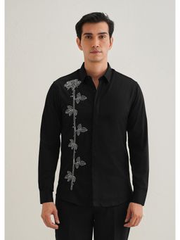Banana Club - Rose Needle Work Black Shirt