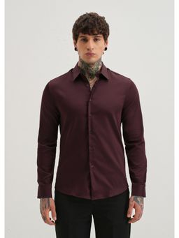 Banana Club - Burgundy Plain Satin Shirt