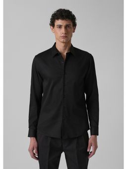 Banana Club - Ebony Black Plain Satin Shirt
