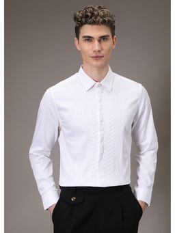 Banana Club - Line Needle Work White Designer Shirt