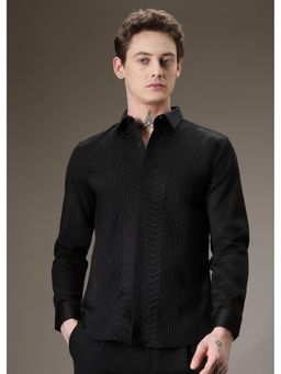 Banana Club - Line Needle Work Black Designer Shirt