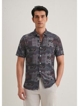 Banana Club - Blue Geometric Print Shirt