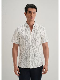Banana Club - Abstract White Line Print Shirt