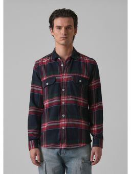 Banana Club - Navy Blue Brushed Cotton Check Shirt