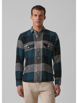 Banana Club - Teal Blue Brushed Cotton Check Shirt