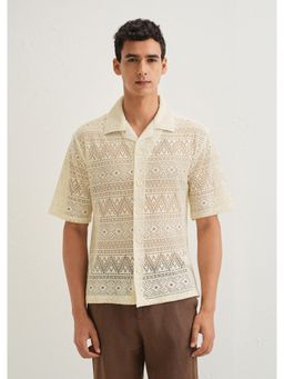 Banana Club - Ivory Cream Crochet Shirt