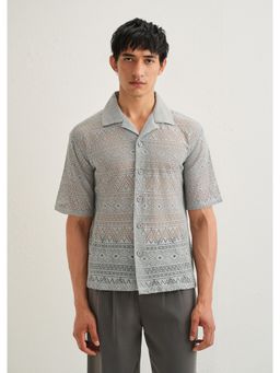 Banana Club - Pastel Grey Crochet Shirt