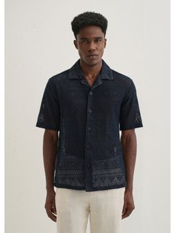 Banana Club - Dark Blue Crochet Shirt