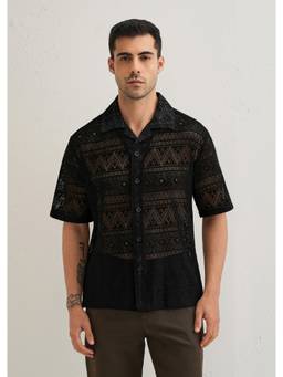 Banana Club - Deep Black Crochet Shirt