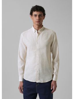 Banana Club - Cream Pin Stripe Blended Linen Shirt