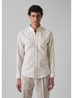 Banana Club - Classic Beige Stripe Blended Linen Shirt