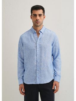 Banana Club - Elegant Lucent White Stripe Blended Linen Shirt
