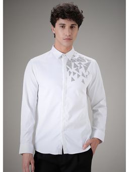 Banana Club - Triangle Grid White Designer Shirt